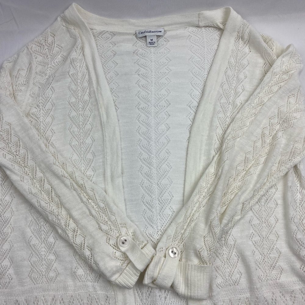 Croft & Barrow- Sweater. White. Medium. Open front . In excellent condition.